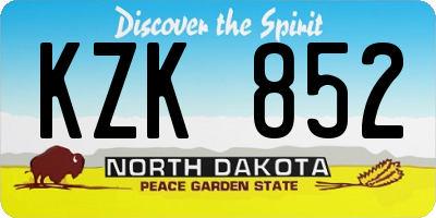 ND license plate KZK852