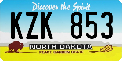 ND license plate KZK853