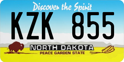 ND license plate KZK855
