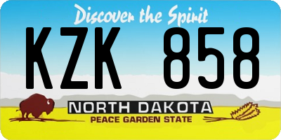 ND license plate KZK858