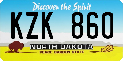 ND license plate KZK860
