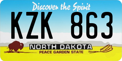 ND license plate KZK863