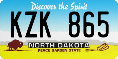 ND license plate KZK865