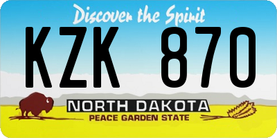 ND license plate KZK870