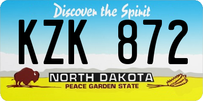 ND license plate KZK872