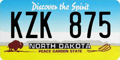 ND license plate KZK875
