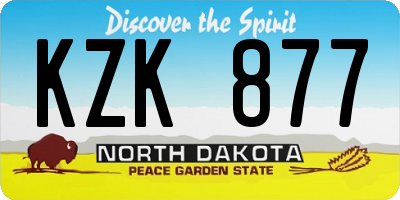 ND license plate KZK877