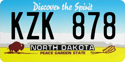 ND license plate KZK878