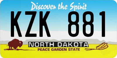 ND license plate KZK881