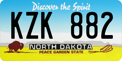 ND license plate KZK882