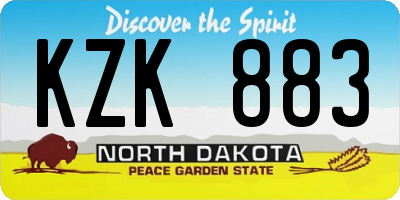 ND license plate KZK883