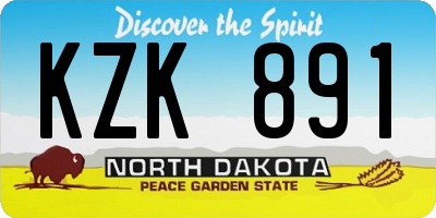ND license plate KZK891