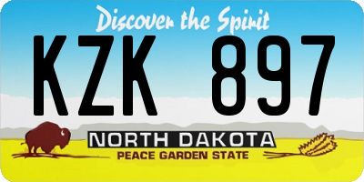 ND license plate KZK897