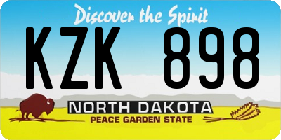 ND license plate KZK898