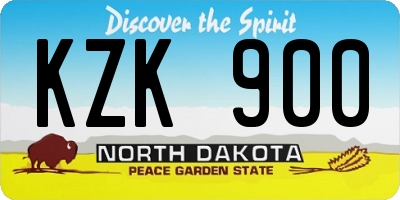 ND license plate KZK900