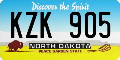 ND license plate KZK905