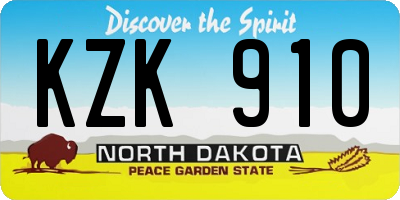 ND license plate KZK910