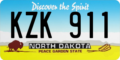 ND license plate KZK911