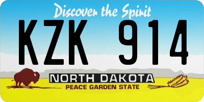 ND license plate KZK914