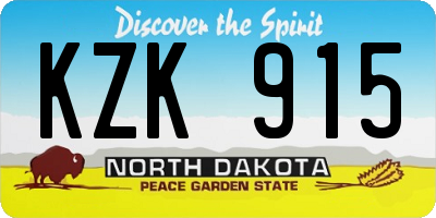 ND license plate KZK915