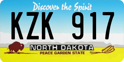 ND license plate KZK917
