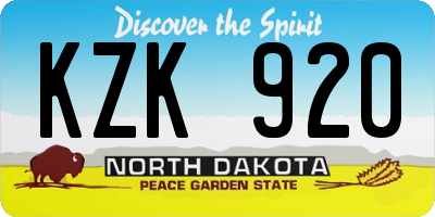 ND license plate KZK920