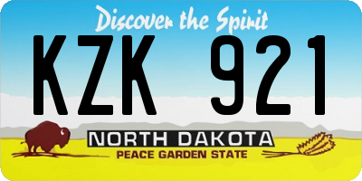ND license plate KZK921