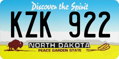 ND license plate KZK922