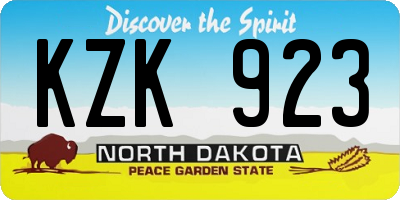 ND license plate KZK923