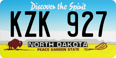 ND license plate KZK927
