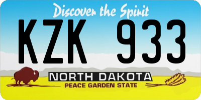 ND license plate KZK933