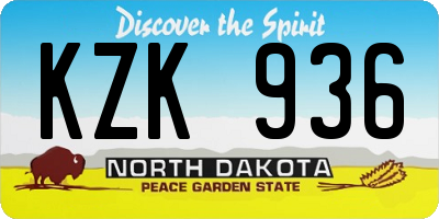 ND license plate KZK936
