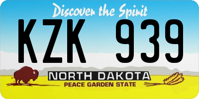 ND license plate KZK939