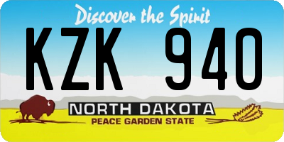 ND license plate KZK940