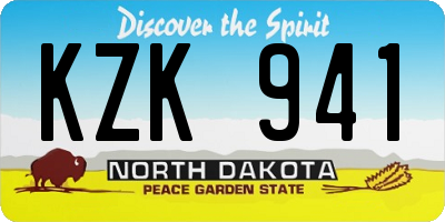 ND license plate KZK941