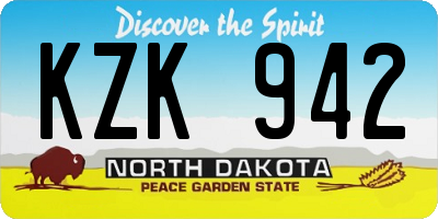 ND license plate KZK942