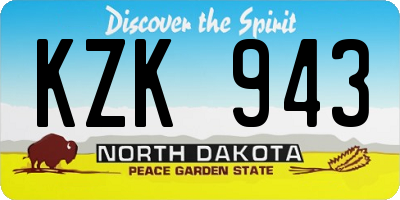 ND license plate KZK943