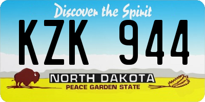 ND license plate KZK944