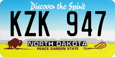 ND license plate KZK947