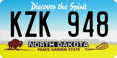 ND license plate KZK948