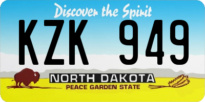 ND license plate KZK949