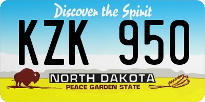 ND license plate KZK950