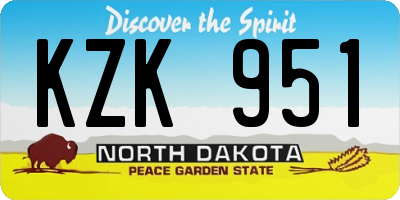 ND license plate KZK951
