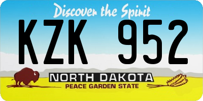 ND license plate KZK952
