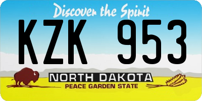 ND license plate KZK953