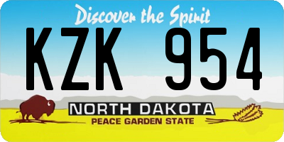 ND license plate KZK954