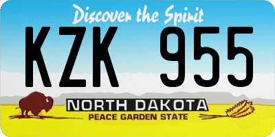 ND license plate KZK955