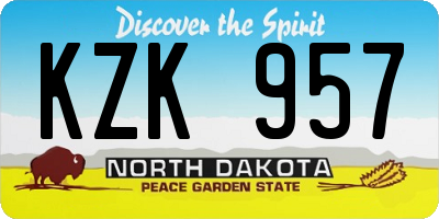 ND license plate KZK957