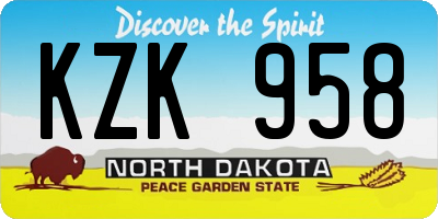 ND license plate KZK958