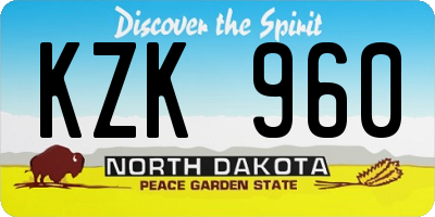ND license plate KZK960